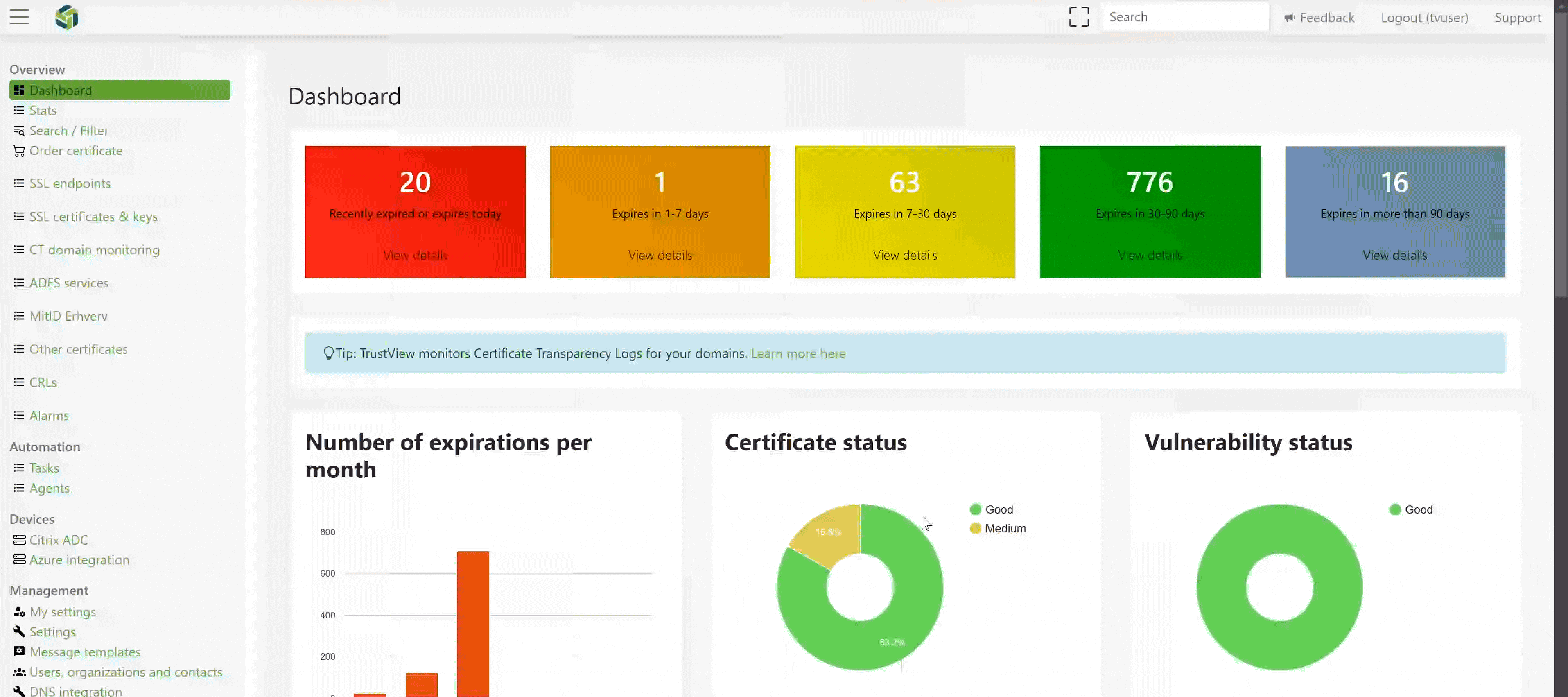 Use the built-in Swagger UI to test API calls from TrustView