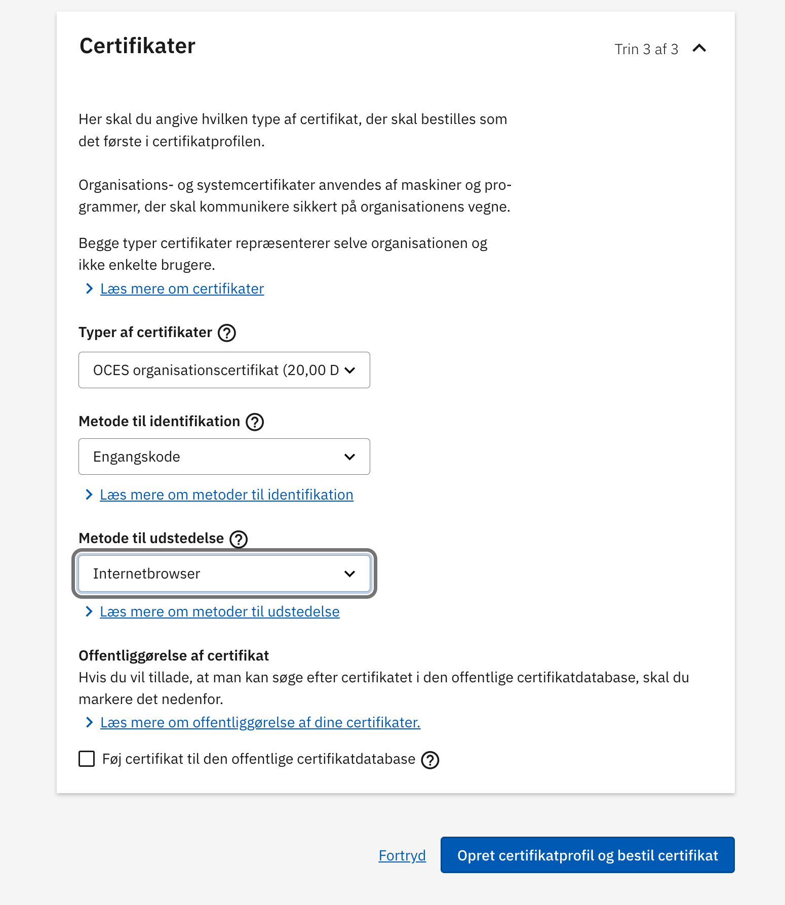 Select the one-time code identification method